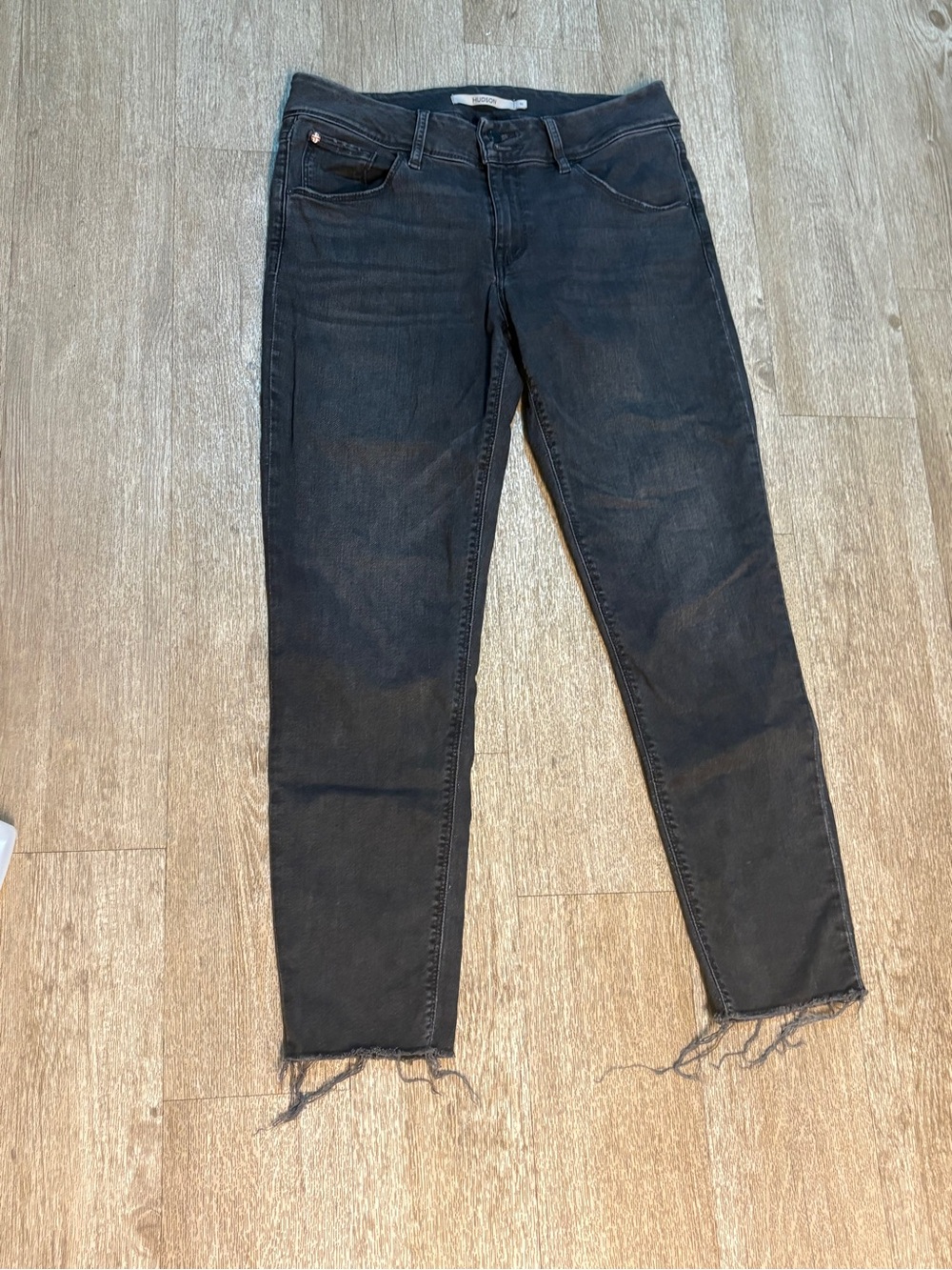HUDSON COLLIN MID-RISE SKINNY ANKLE WASHED BLACK JEANS SIZE 31